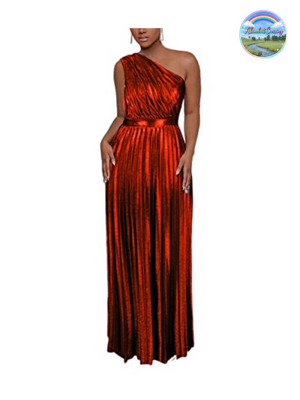 Asymmetrical One Shoulder Pleated A-Line Maxi Dress Formal Gown